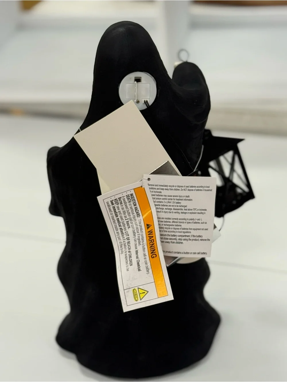 Black Hooded Lantern Figurine Home Accent - Decorative Lantern Holder